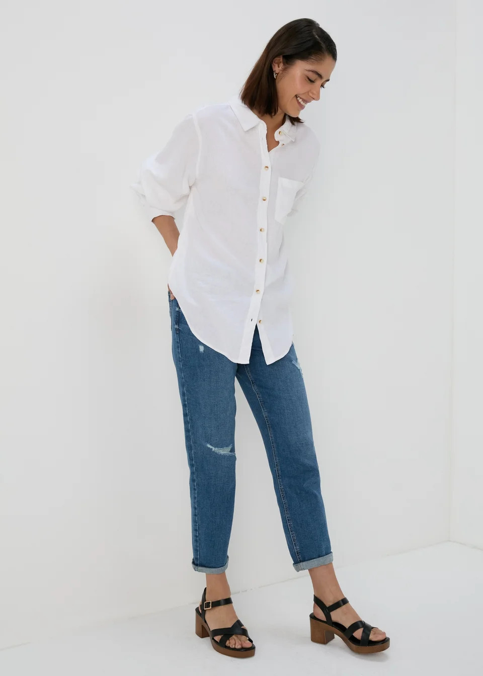 White Linen Shirt - Size 8 | Matalan (UK)