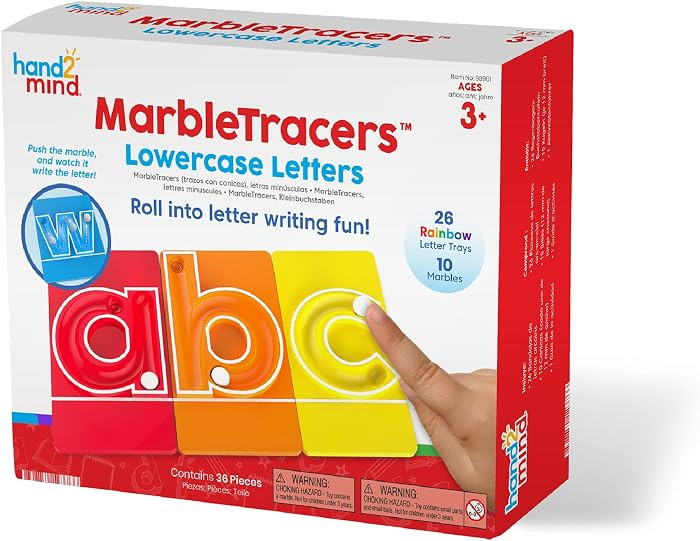 hand2mind MarbleTracers - Lowercase Letters, 24 Letter Tracing Trays, 10 Marbles, Preschool Learn... | Amazon (US)