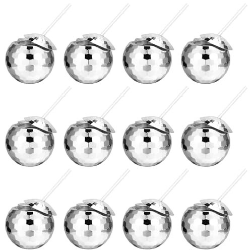Guiqulai 12 Pcs Disco Ball Cups,20 Oz Tumbler Disco Flash Ball Cups,Reusable Spherical Cocktail Cups with Lid and Straw,Silver Disco Wine Cups for Nightclub Disco Bar Party Decor(12 Pcs) | Amazon (US)