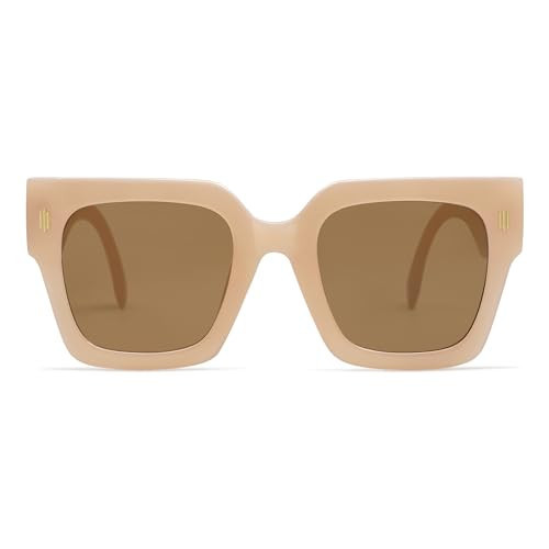 SOJOS Vintage Oversized Square Sunglasses for Women,Retro Womens Luxury Big Large Sun Glasses UV400 SJ2194 Cream Brown | Amazon (US)