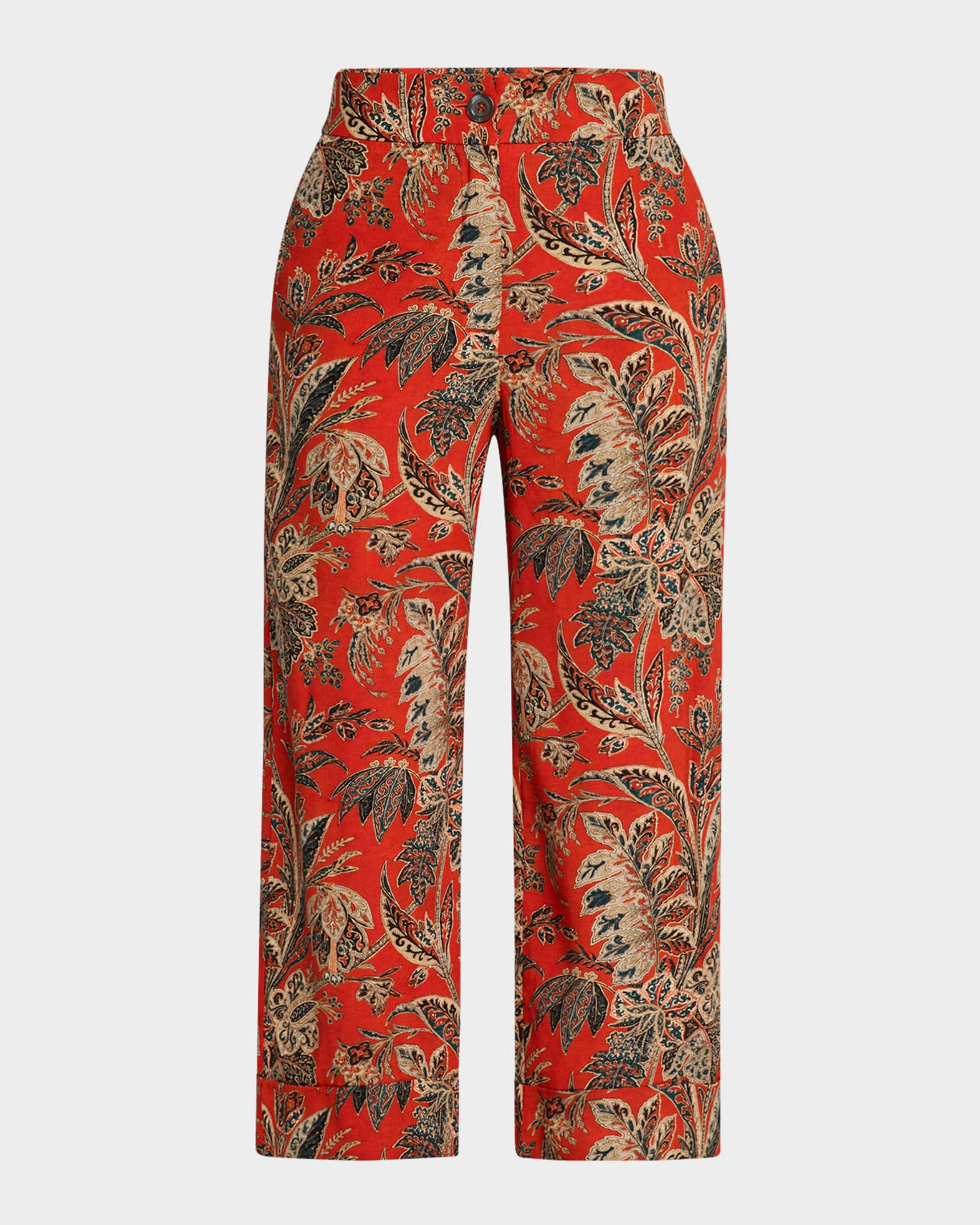 Cropped Floral-Print Pants | Neiman Marcus
