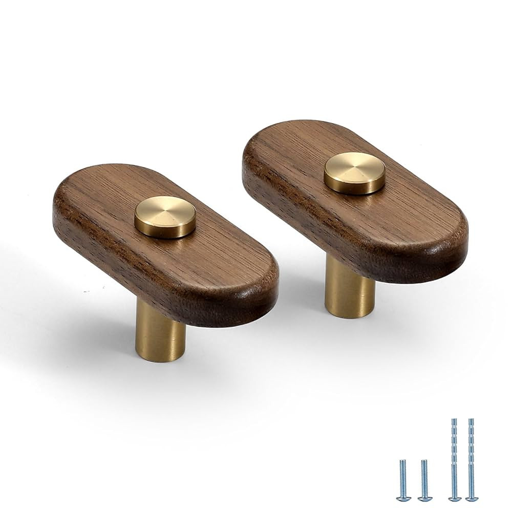 8 pcs knob Walnut Brass Cabinet Door Handles Cabinet Wine Cabinet Wardrobe Drawer Door pulls | Amazon (US)