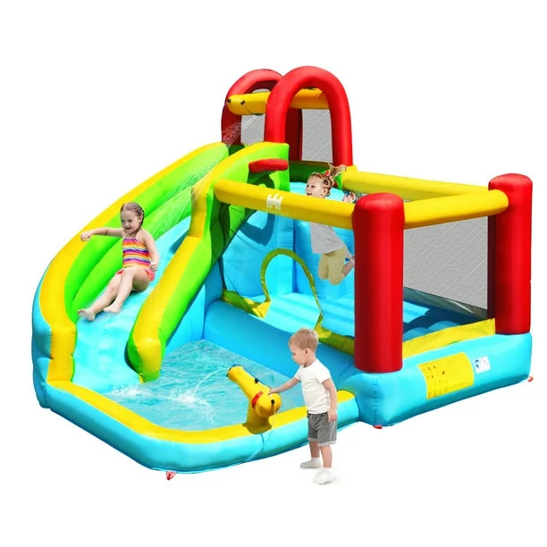 Gymax Inflatable Kids Water Slide Jumper Bounce House Splash Water Pool Without Blower | Walmart (US)