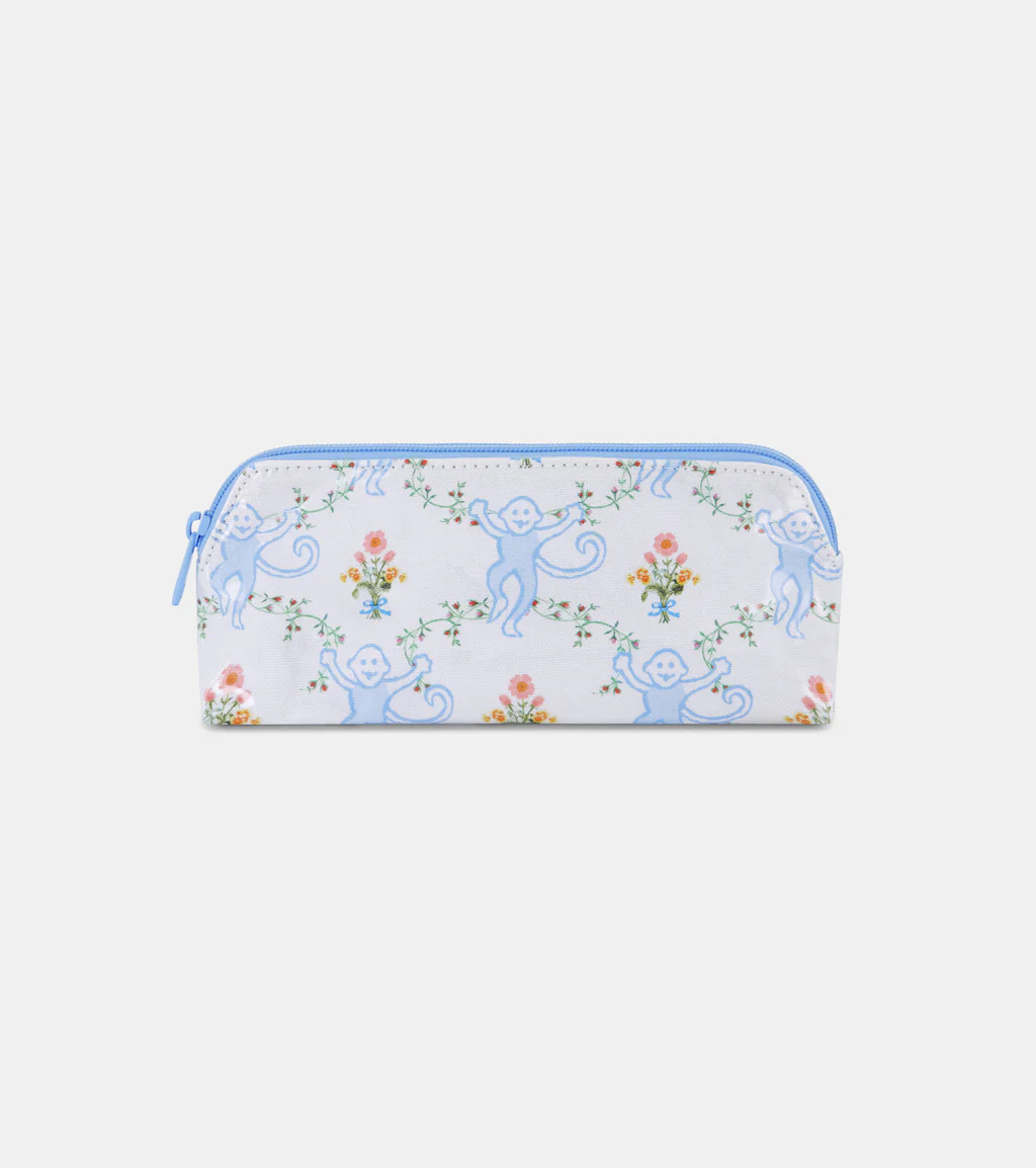 Roller Rabbit x Hill House Small Makeup Bag - Blue Floral Monkey Trellis | Hill House Home US