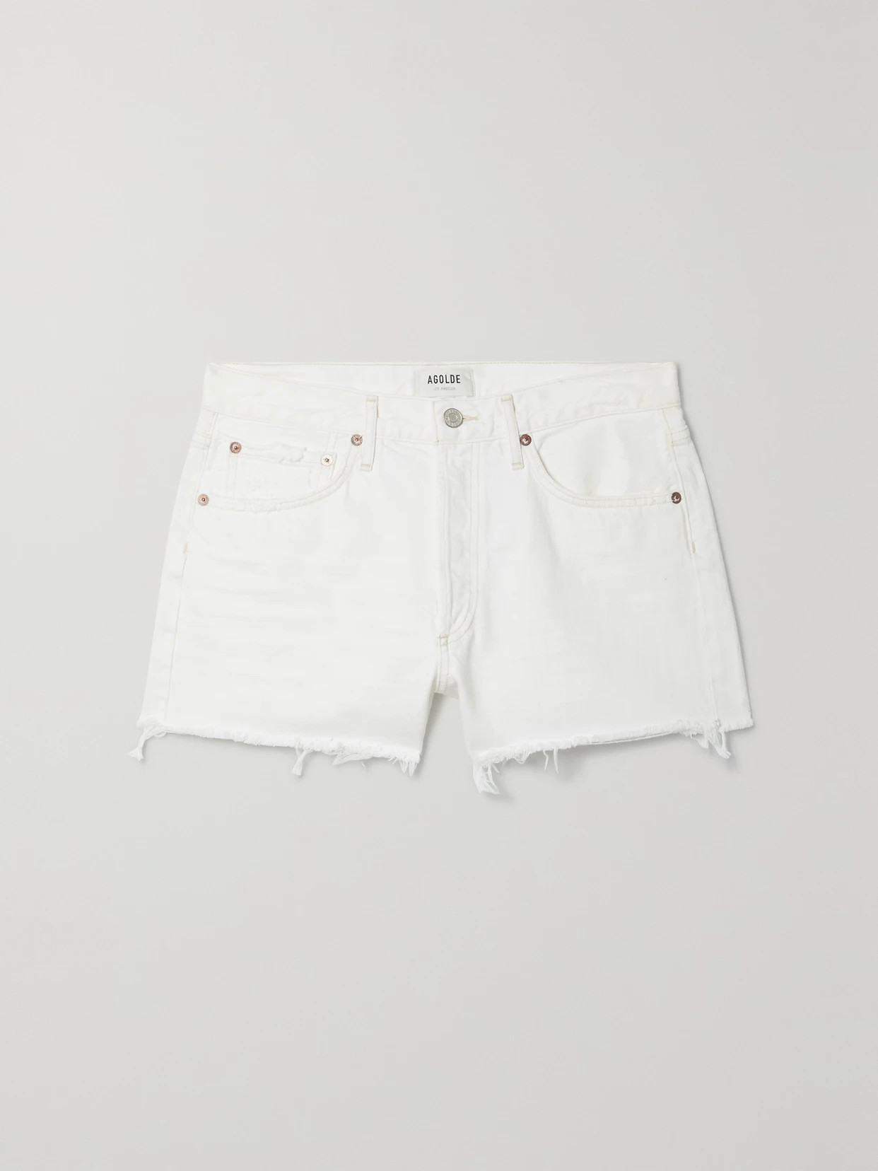 AGOLDE - Parker Distressed Denim Shorts - White | NET-A-PORTER (US)