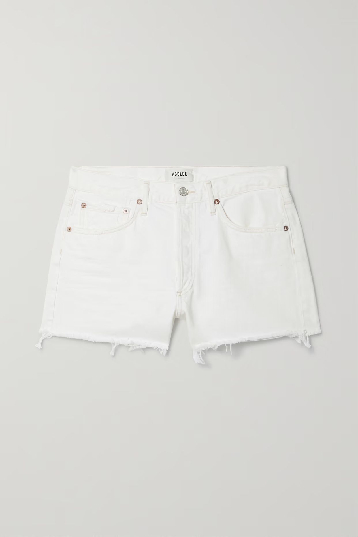 AGOLDE - Parker Distressed Denim Shorts - White | NET-A-PORTER (US)