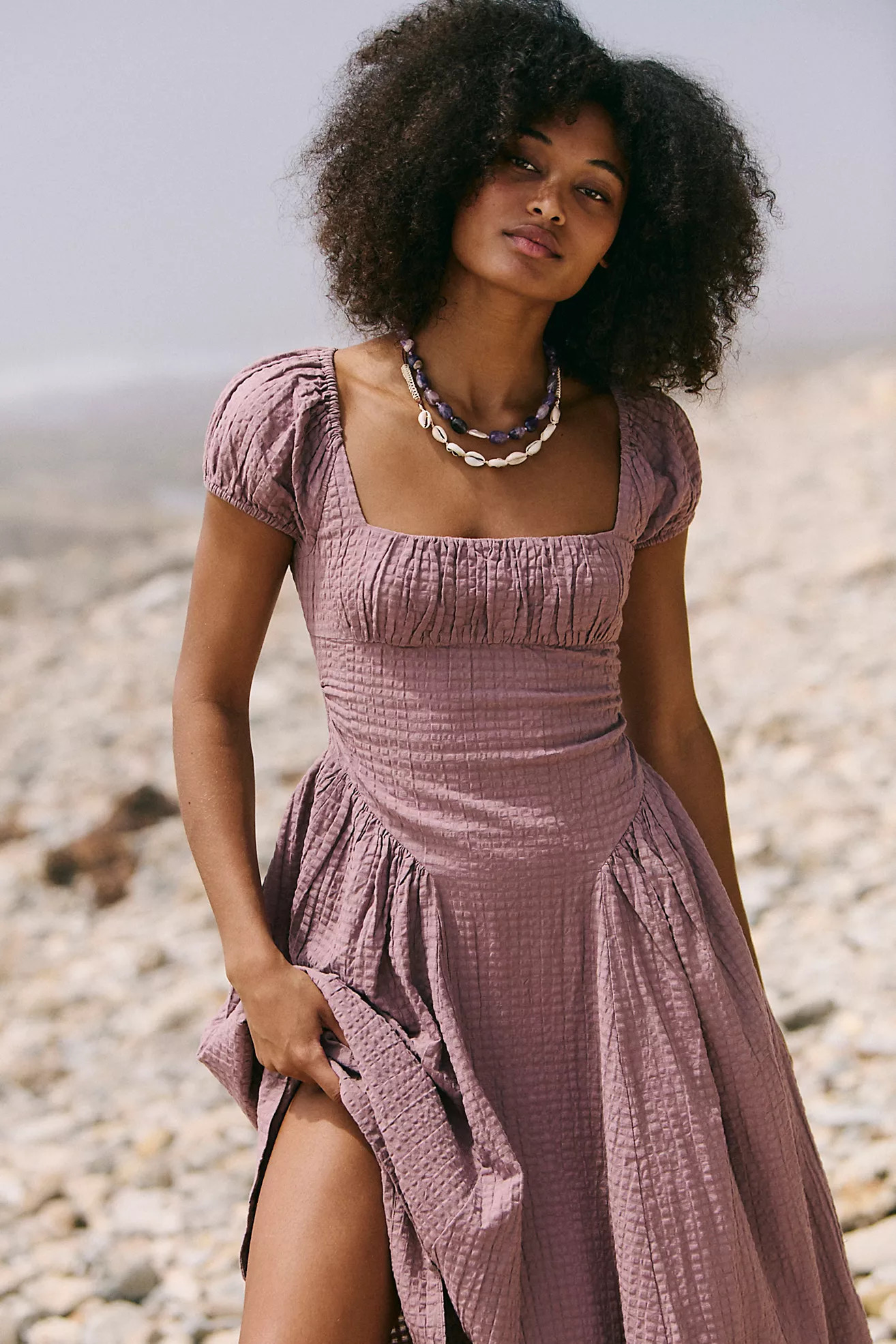 Ciara Pucker Check Midi Dress | Free People (Global - UK&FR Excluded)