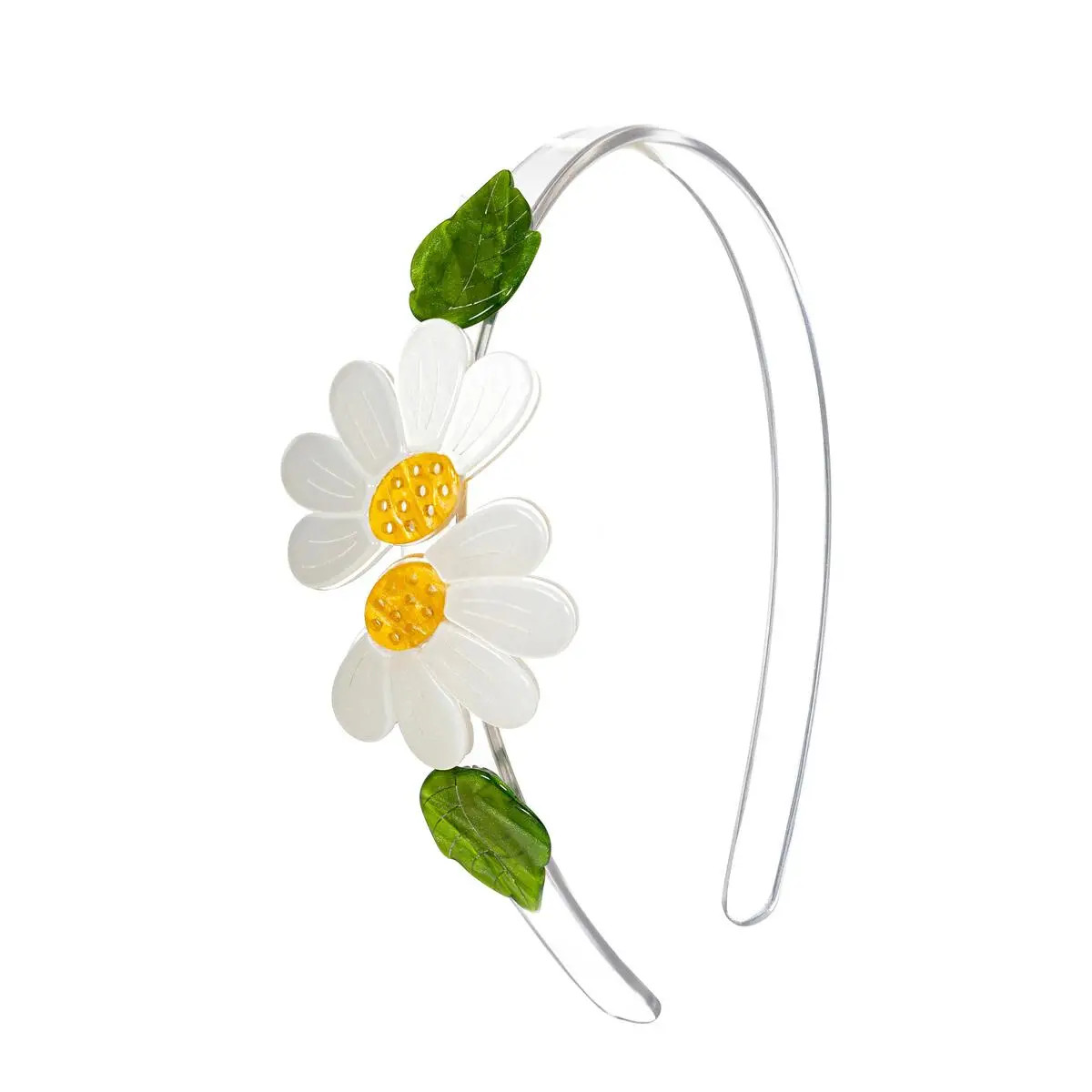 Lilies & Roses Double Daisies White Satin Headband | JoJo Mommy