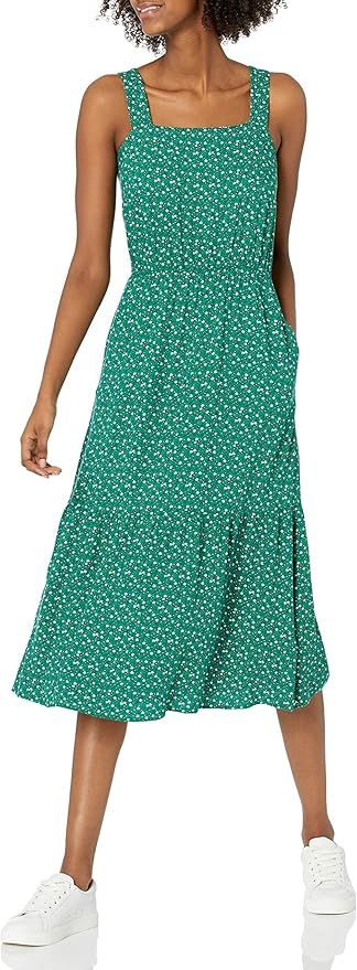 Amazon Essentials Women's Fluid Twill Tiered Fit and Flare Dress | Amazon (US)