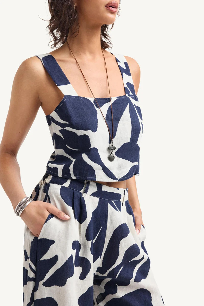 Vitamin A Tallows Crop Top Night Flower EcoLinen | Vitamin A