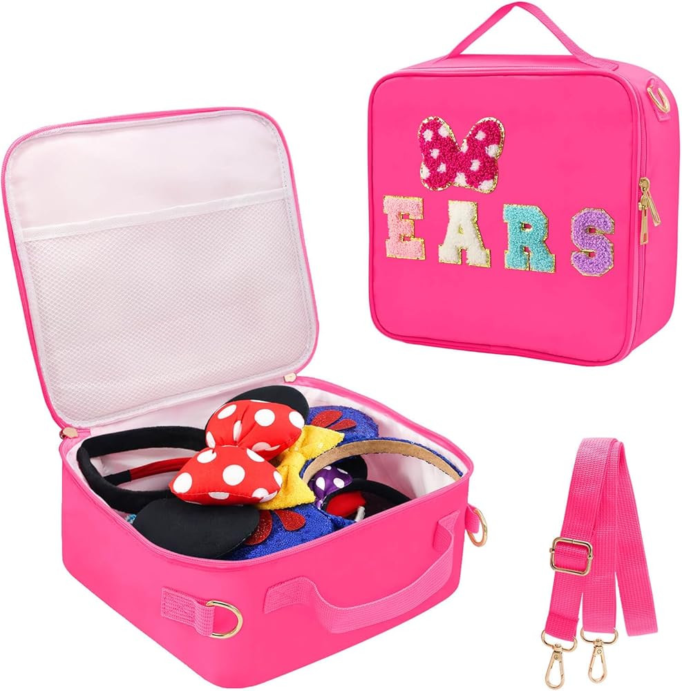 Chenille Letter Bow Mouse Ears Travel Case, Park Ears Headband Holder Hair Accessories Organizer ... | Amazon (US)