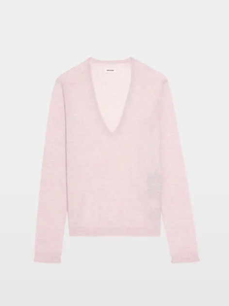 Rivy Pink V Neck Cashmere Sweater | Zadig&Voltaire | Zadig et Voltaire (US)