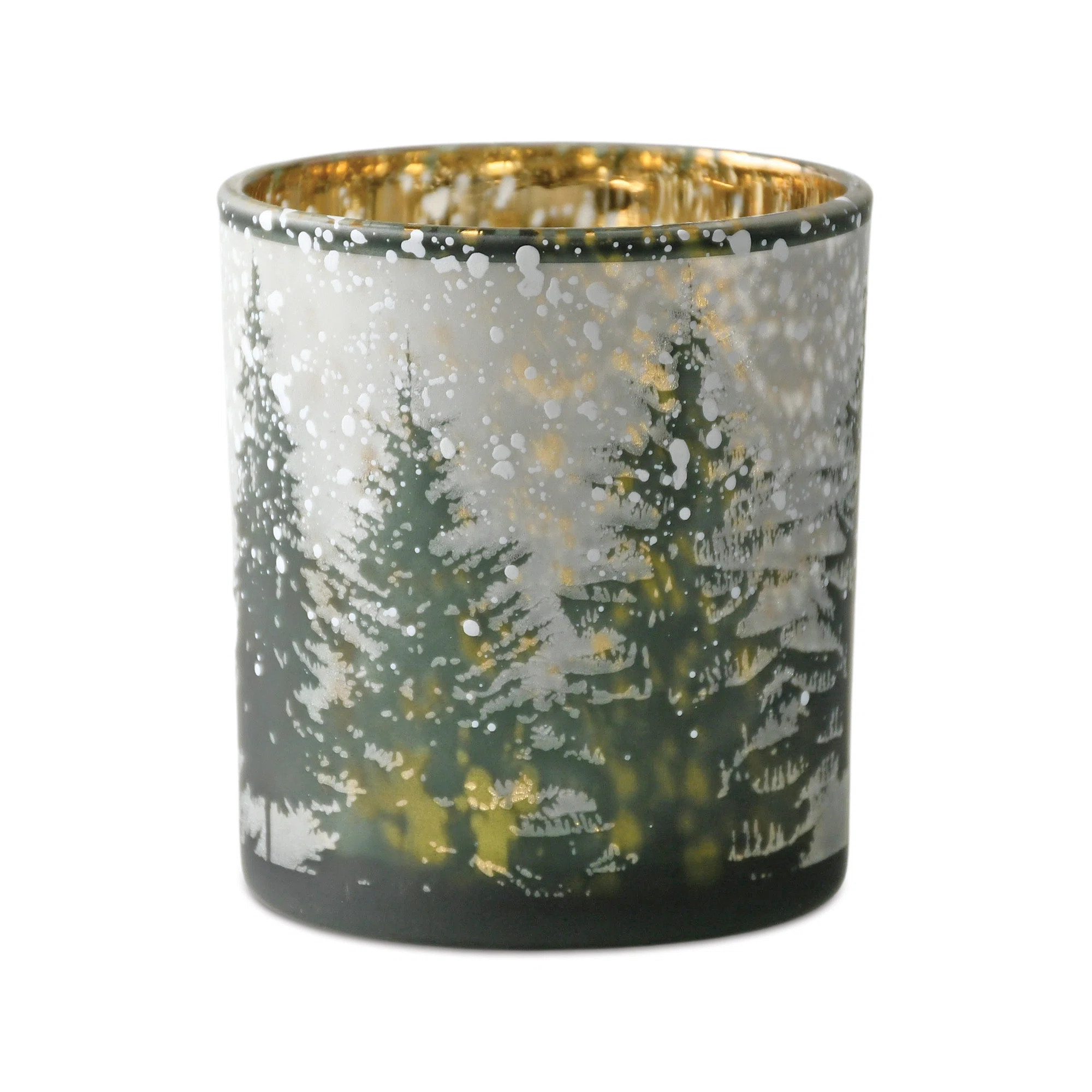 Frosted Pine Mercury Glass Candle Holder (Set of 3) (Set of 3) | Wayfair North America