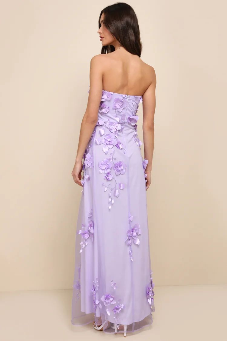 Remarkable Refinement Lavender Floral Strapless Maxi Dress | Lulus