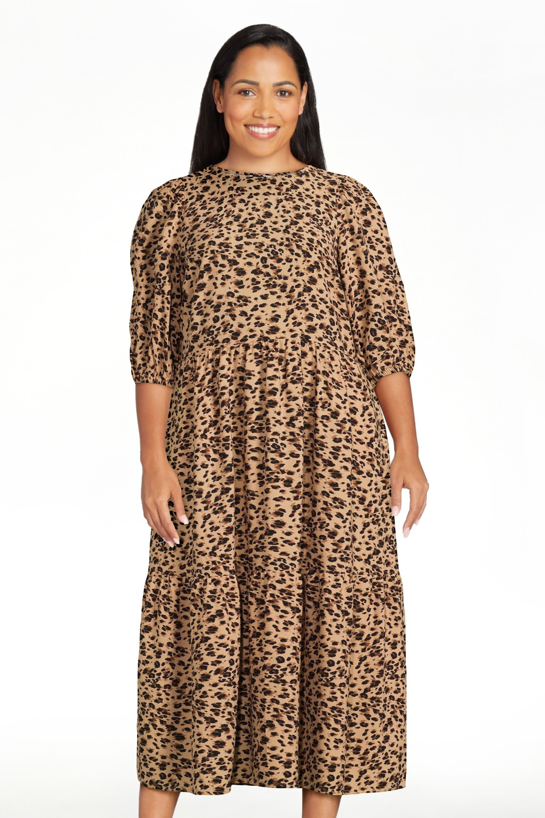 Time and Tru Women's Tie-Back Midi Dress with Elbow Length Sleeves - Walmart.com | Walmart (US)