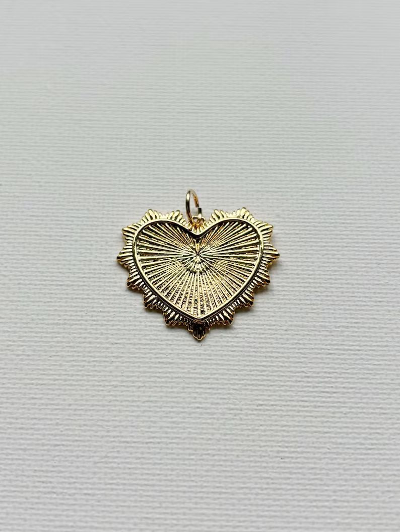Gold Heart Pendant Heart Medallion Pendant Interchangeable Charm - Etsy | Etsy (US)