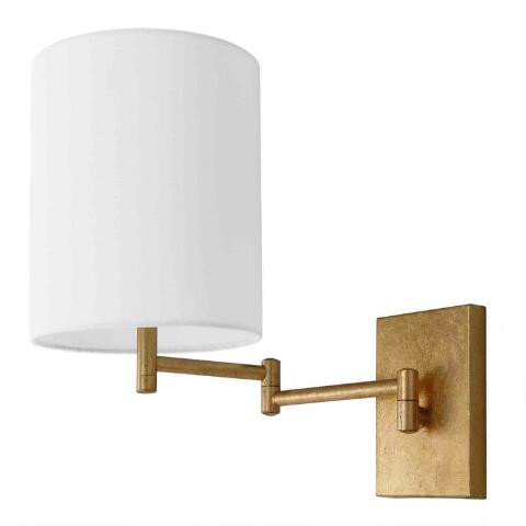 Lillian Gold And Off White Metal Adjustable Wall Sconce | World Market