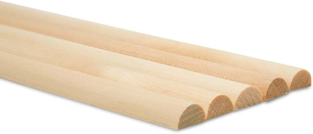 Split Wood Dowel Rods 12 Inch x 1/2 Inch Short Wooden Dowels, Pack of 50 Unfinished Fluted Moldin... | Amazon (US)
