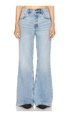 GRLFRND x Maggie MacDonald Jade Low Rise Relaxed Flare in Fairfax North from Revolve.com | Revolve Clothing (Global)