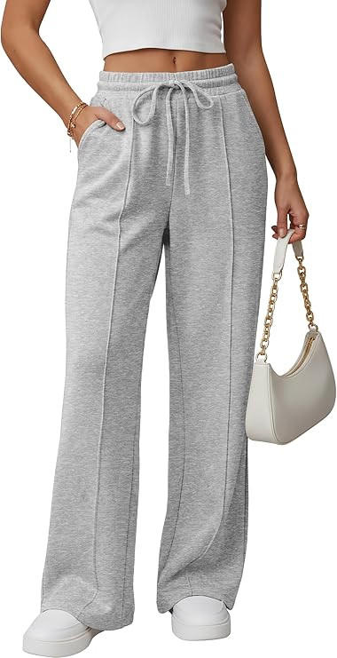 GRECERELLE Wide Leg Sweatpants for Women Athletic Baggy Lounge Sweat Pants | Drawstring & High-Wa... | Amazon (US)