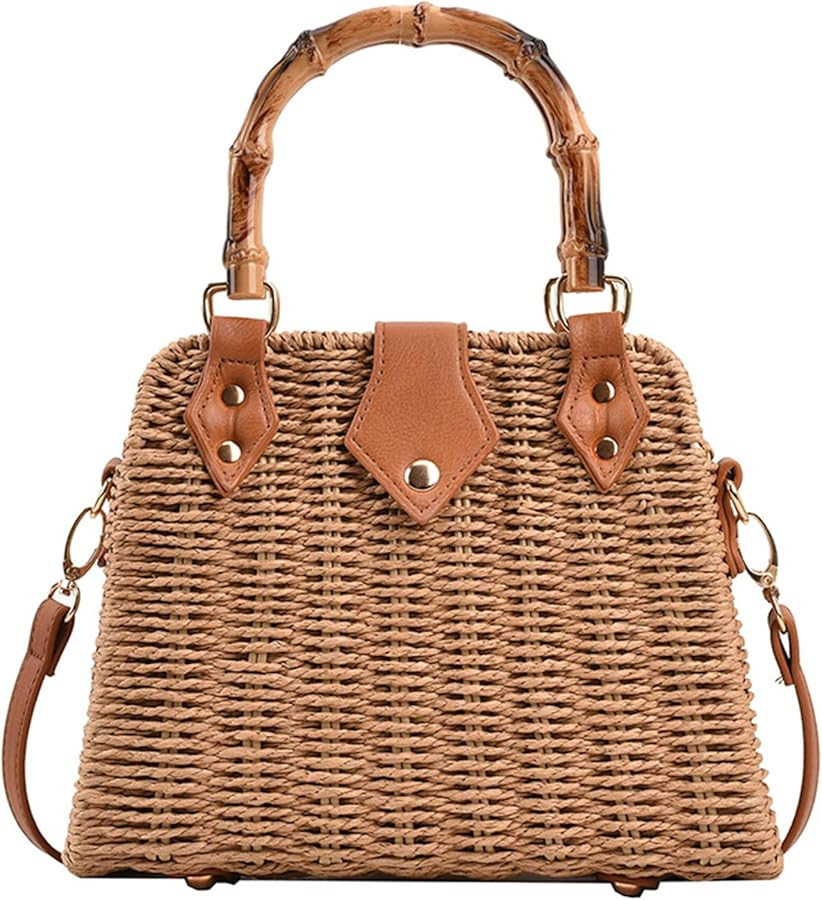 Straw Purses for Women Trendy Summer Woven Tote Bag Straw Basket Crossbody Wicker Purses and Hand... | Amazon (US)