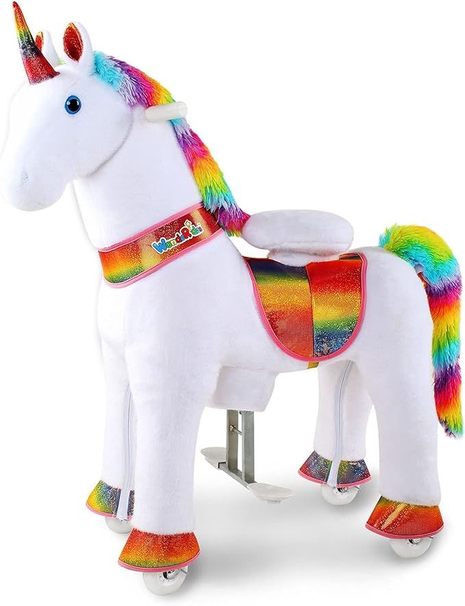 WondeRides Ride on Rainbow Unicorn Horse, Riding Pony Toy (Medium Size, Height 36.6 Inch) for Age... | Amazon (US)