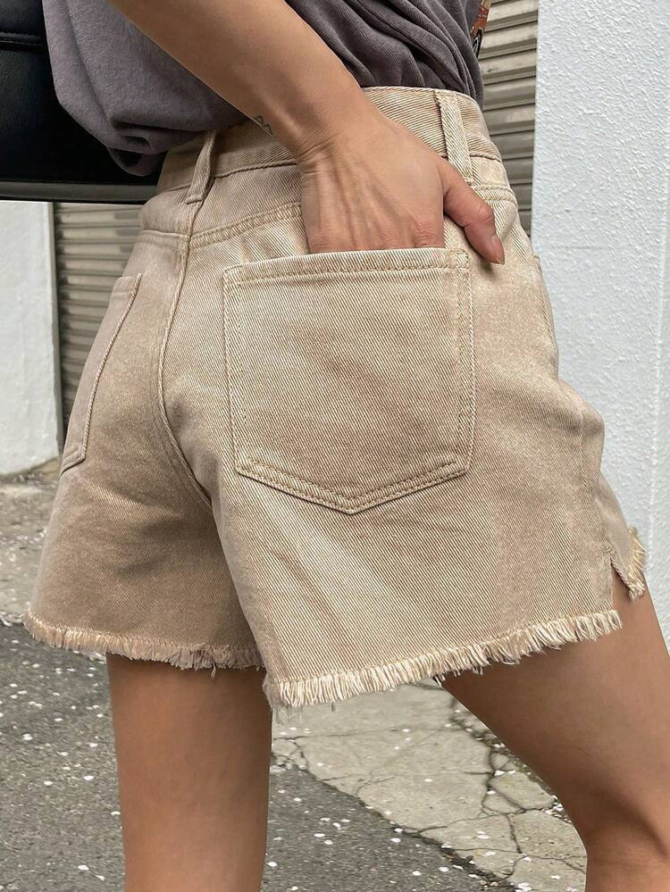 DAZY Raw Hem Wide Leg Denim Shorts, Mom Shorts Jorts | SHEIN