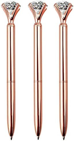 LONGKEY 3PCS Diamond Pens Big Crystal Diamond Ballpoint Pen Bling Metal Ballpoint Pen Offices and... | Amazon (US)
