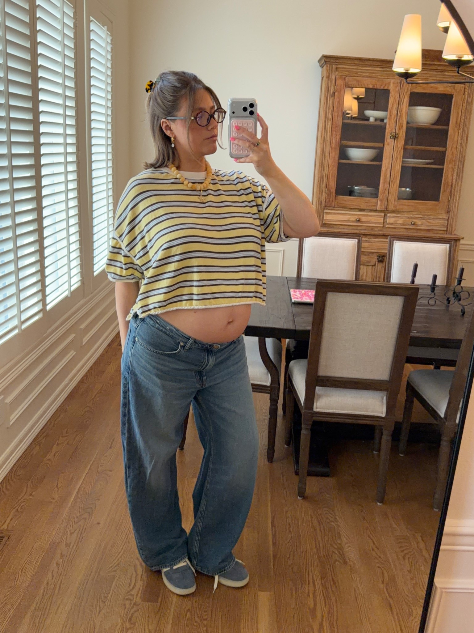 I wear this star necklace and earrings often they are great quality! Free people striped shirt size large true to size! 

#jewelry #accessories #bracha #bresheppard #madewell #pregnancystyle #bumpstyle 

#LTKBump