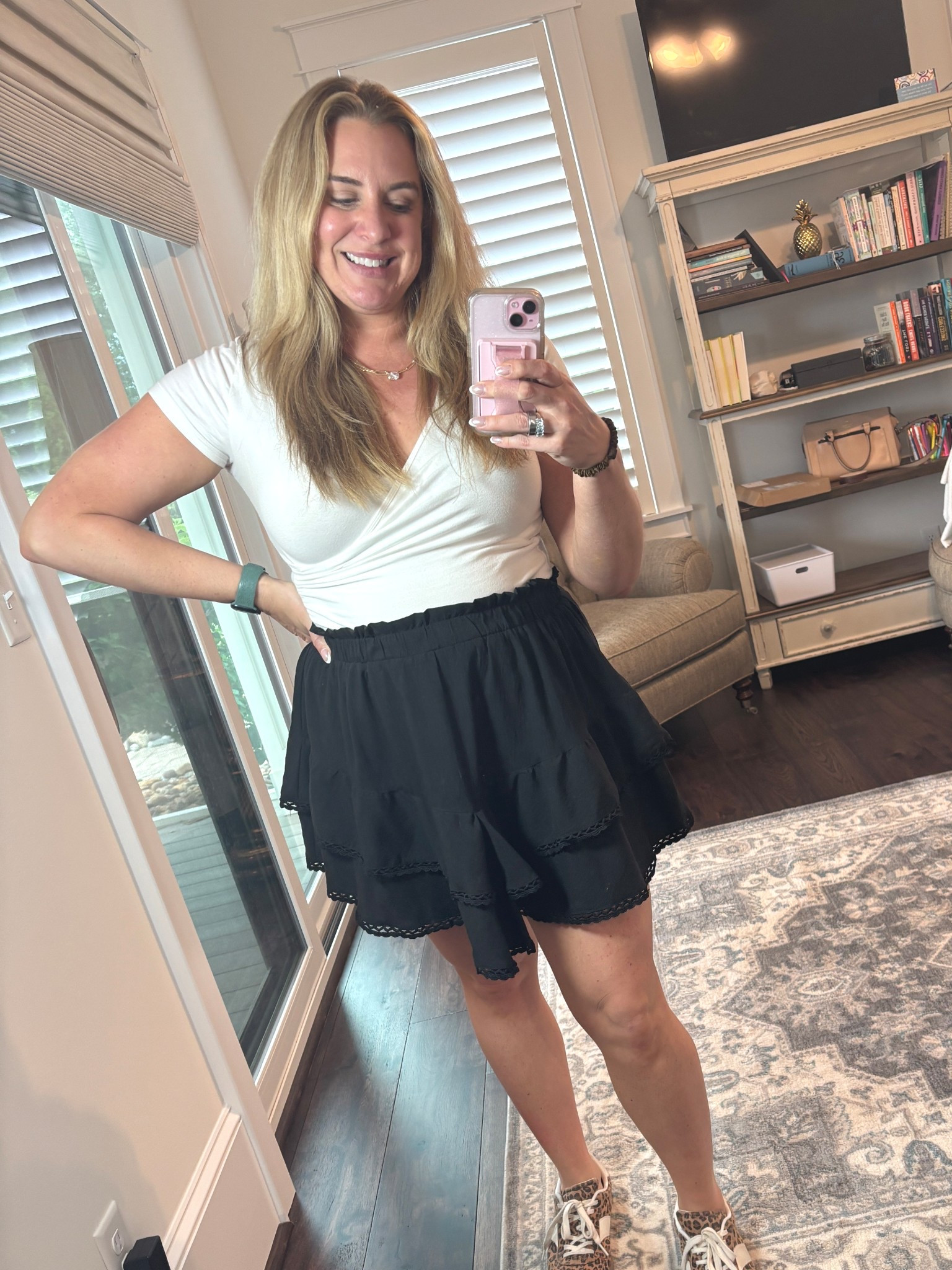 Just a gal and her Amazon fit check. Also, long live mirror selfies. 

Amazon style, mom outfit, skirt, body suit, leopard print shoes 

#LTKSummerEdit #LTKFindsUnder50 #LTKOver40