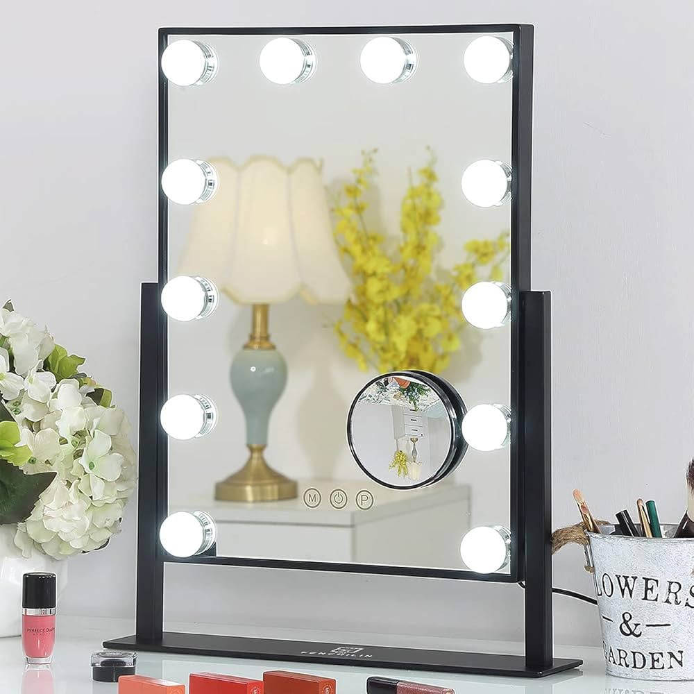FENCHILIN Lighted Makeup Mirror Hollywood Mirror Vanity Makeup Mirror with Light Smart Touch Cont... | Amazon (US)