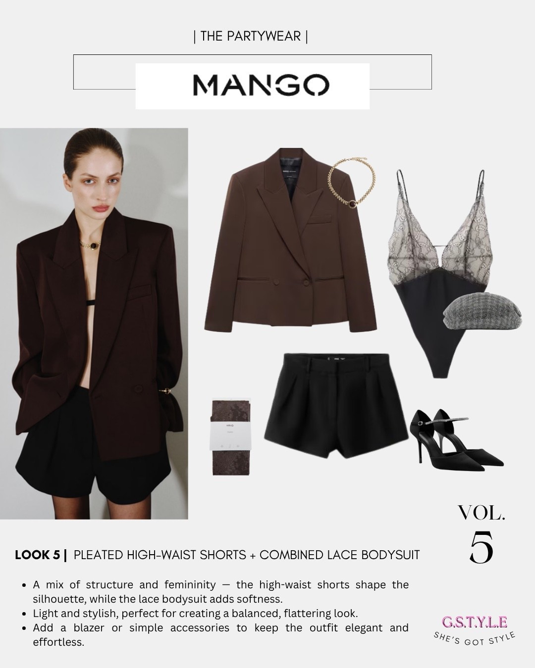 Holiday party ready ✨ Pleated high-waist shorts with a combined lace bodysuit for a chic, festive look.

#LTKdatenight #LTKwinter #LTKpartywear