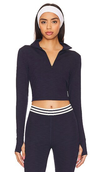 Stevie Active Rib Half Zip Top en Indigo | Revolve Clothing (Global)
