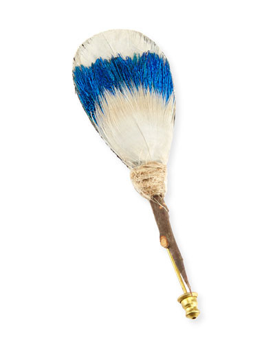 Peacock Feather Plum Thicket Pin, Gray/Blue | Neiman Marcus