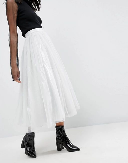 ASOS Tulle Midi Skirt with Metallic Underlayer | ASOS US