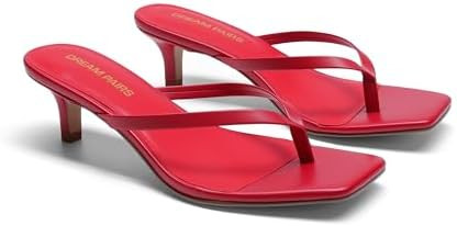 DREAM PAIRS Kitten Heels for Women Flip Flop Low Heels Square Open Toe Sandals Thong 1.97 Inch He... | Amazon (US)