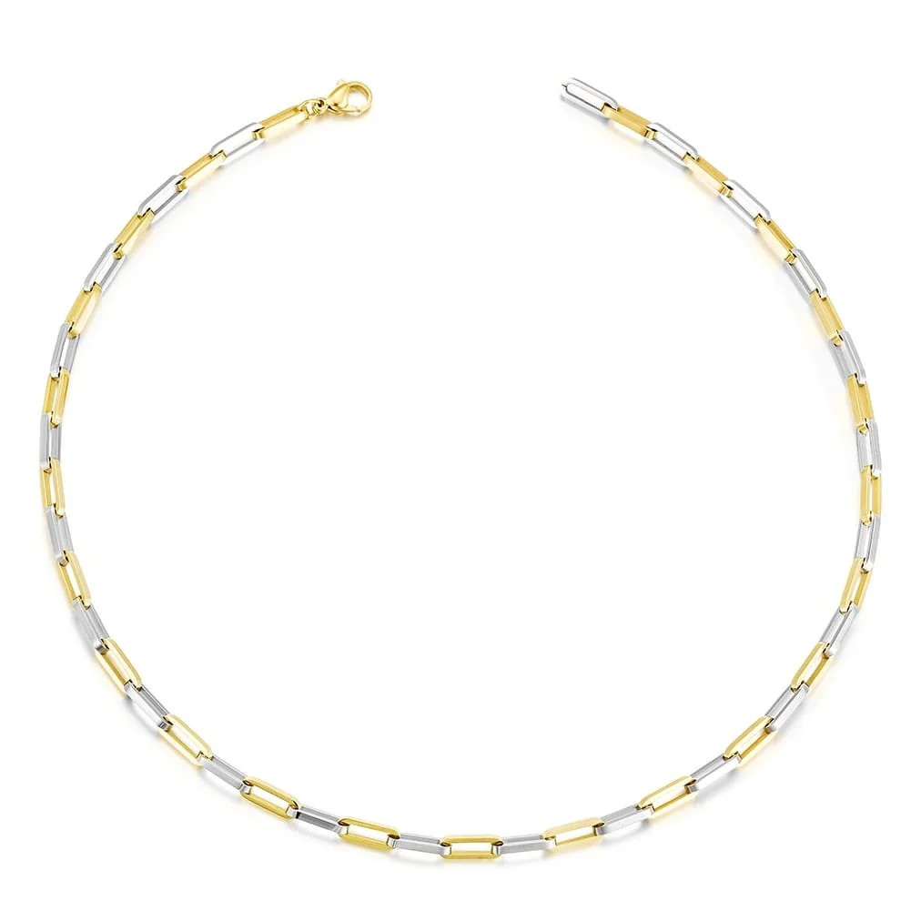 Two-Toned Thin Paperclip Necklace | LA ENOVESÉ DESIGNS