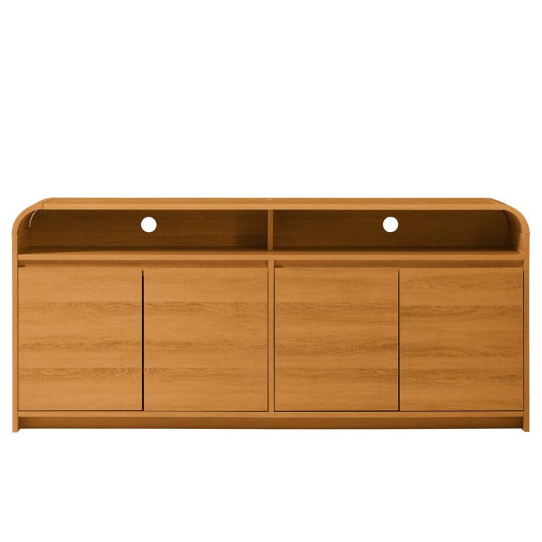 Better Homes & Gardens Juliet Curved TV Stand for TVs up to 75", Light Honey Finish | Walmart (US)