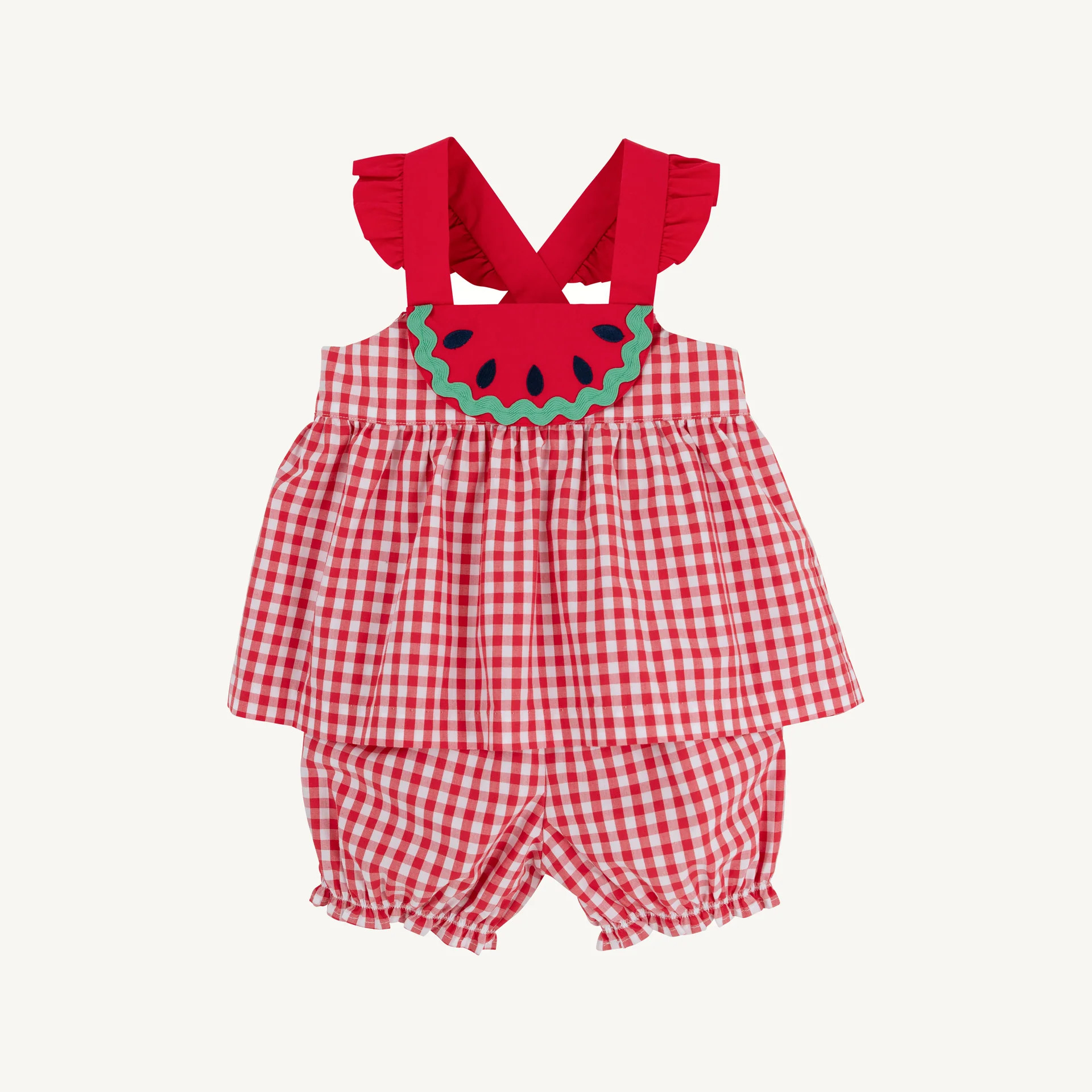 Nancy's Novelty Set - Richmond Red Gingham with Watermelon | The Beaufort Bonnet Company