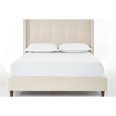 King Bed Frame With 54" High Velvet Upholstered Headboard, Hand Buttoned Tufting, Nailhead Trim Wingback, Metal Frame, No Box Spring, Simple Bedroom A | Wayfair North America