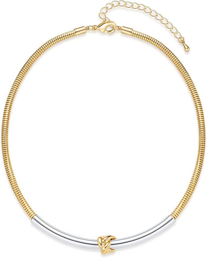 CLASSYZINT Gold Chunky Choker Necklace Large Wide Chain Short Chokers For Women Girls | Amazon (US)
