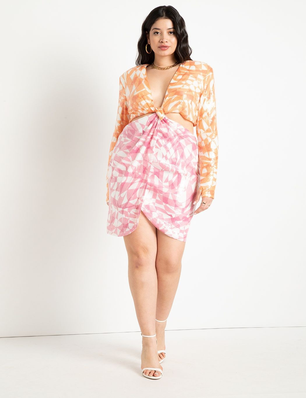 Melissa Mercedes x ELOQUII Sequin Blocked Mini Dress | Women's Plus Size Dresses | ELOQUII | Eloquii