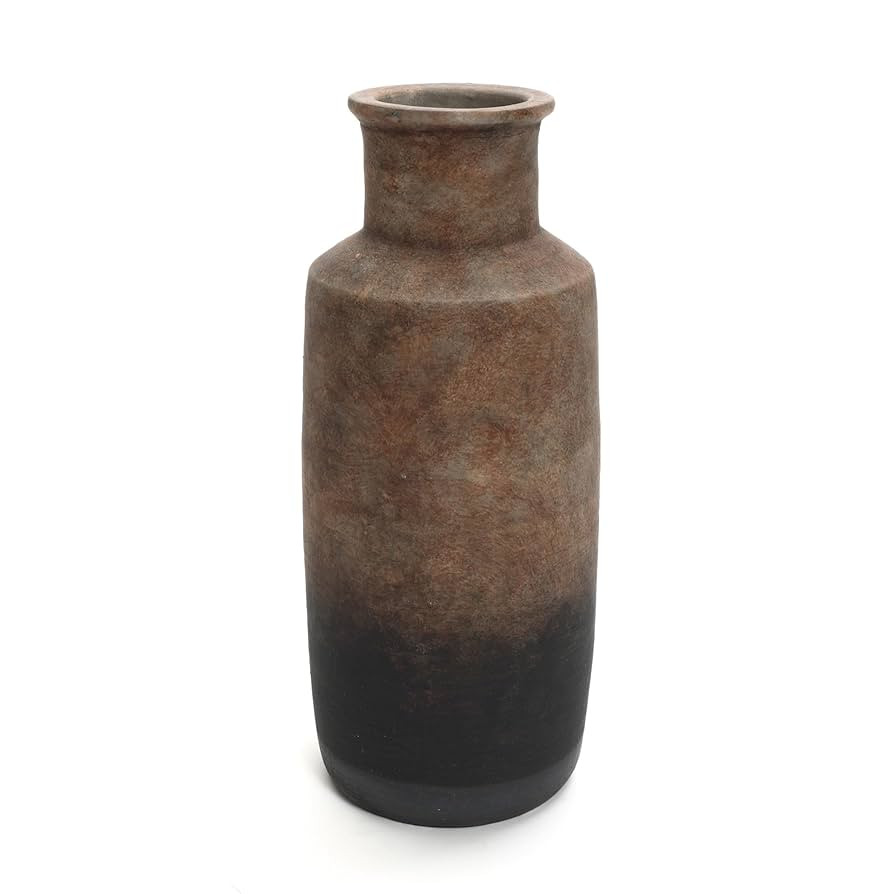 LuxenHome Rustic Ceramic Flower Vase,15'' Tall Brown Ombre Pottery Terracotta Narrow Floor Vases ... | Amazon (US)