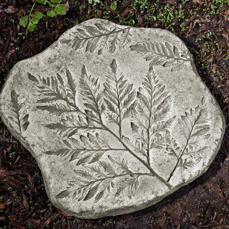 Fossil Fern Weather Resistant Concrete Plants & Flowers Stepping Stone | Wayfair North America