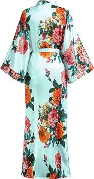 Kimono Robe Long Floral Bridesmaid Wedding Bachelorette Party Robe 53 Inches | Amazon (US)