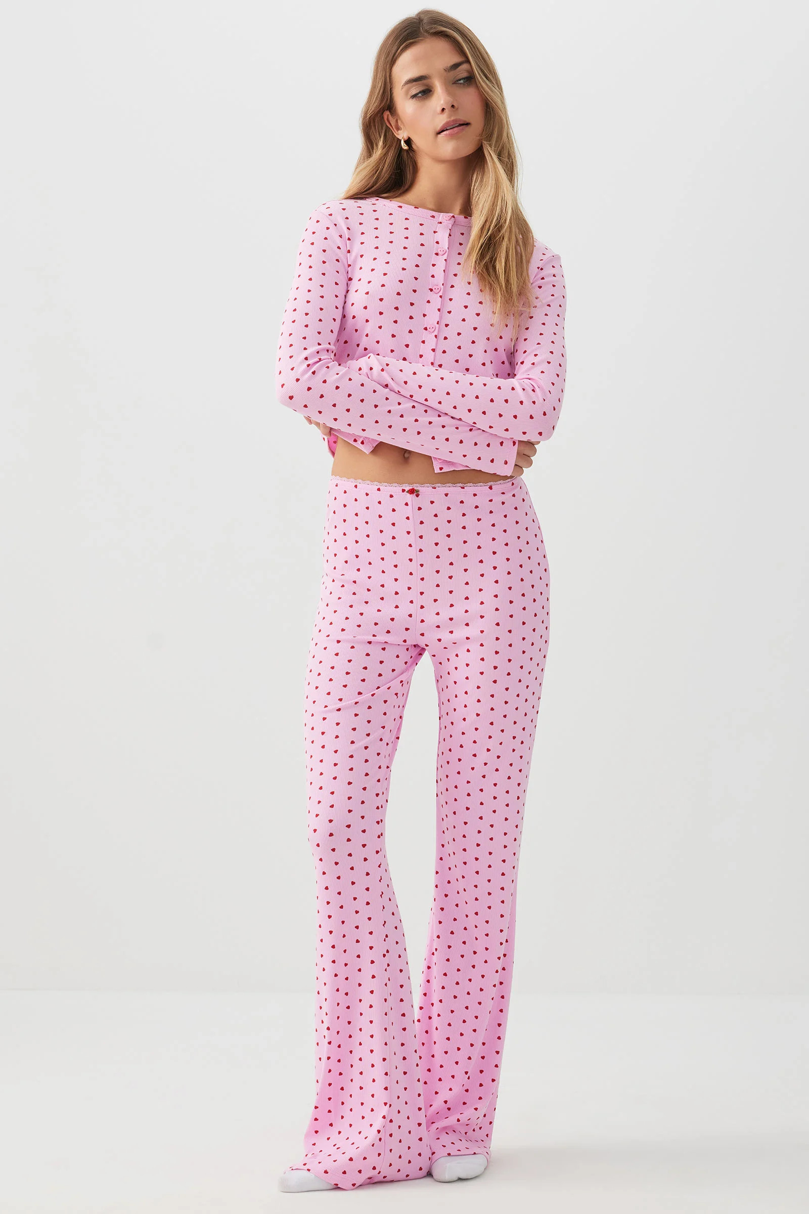 HUSHKNIT Rib Flare PJ Pants | Ardene