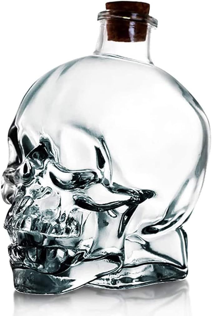 Skull Glass Decanter Bottle with Airtight Stopper - Whiskey Decanter for Wine, Bourbon, Brandy, L... | Amazon (US)