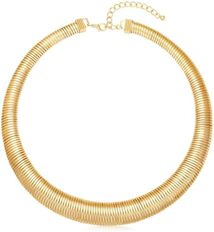 MISS RIGHT Chunky Gold Chain Statement Choker Necklace for Women Trendy, 14K Gold Plated Thick Sn... | Amazon (US)