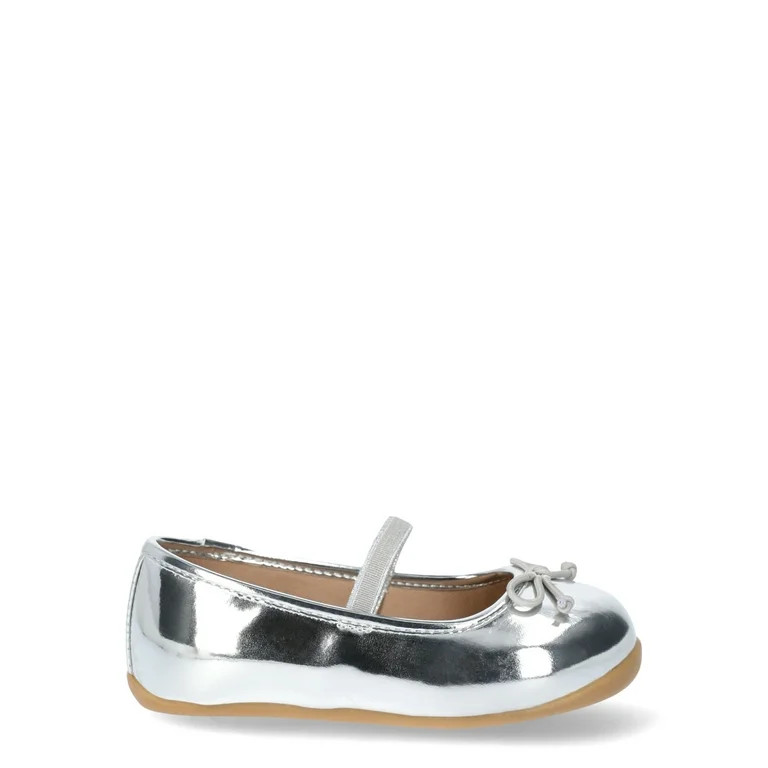 Wonder Nation Baby Girl Bow Ballet Flat Dress Shoes | Walmart (US)