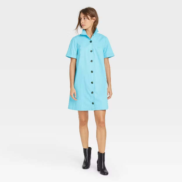 Women's Short Sleeve Button-Up Trapeze Dress - Who What Wear™ | Target